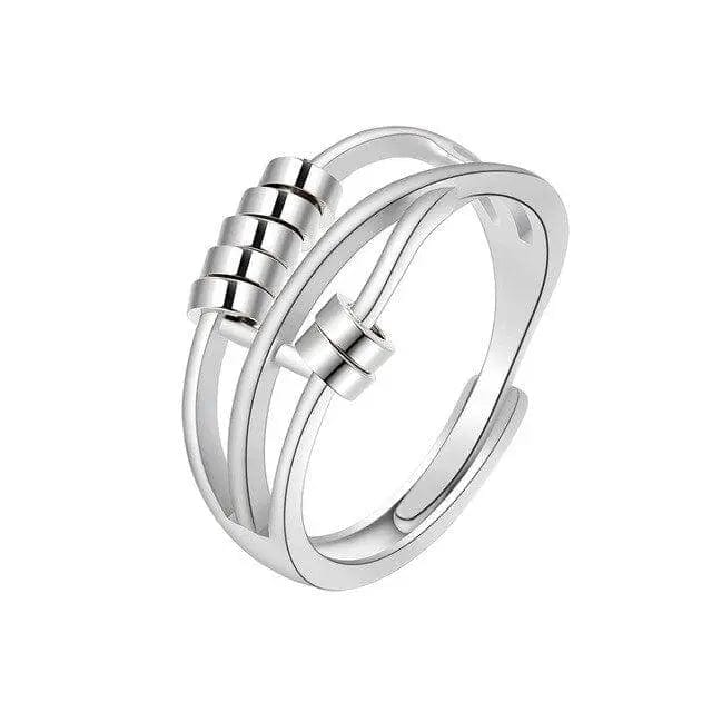 Mindful Rings Anxiety Ring Adjustable Size - One Size Fits All The Radiant Collection - Silver Fidget Spinner Ring