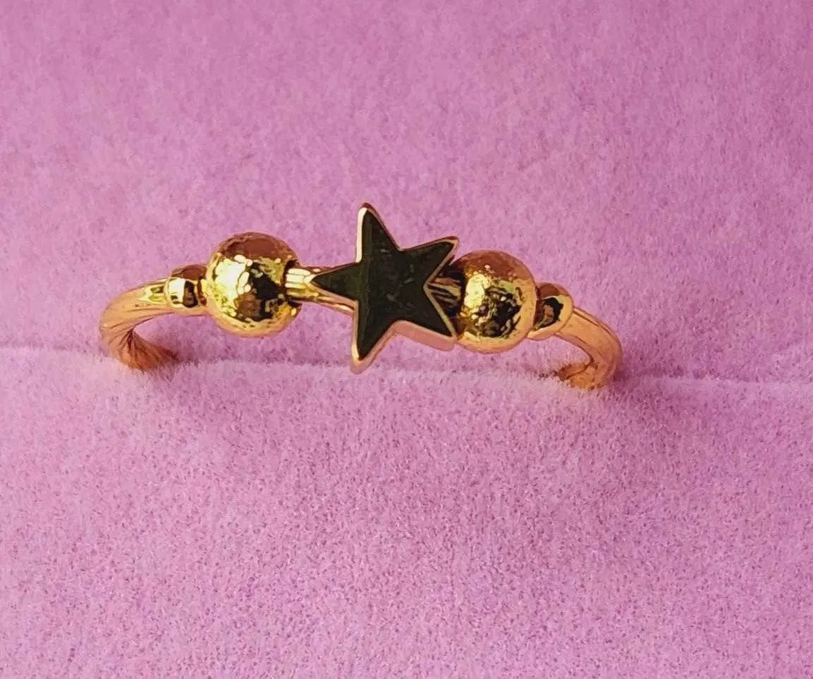 Mindful Rings Anxiety Ring Adjustable Size - One Size Fits All The Star Shine Collection - Gold Plated Fidget Spinner Ring