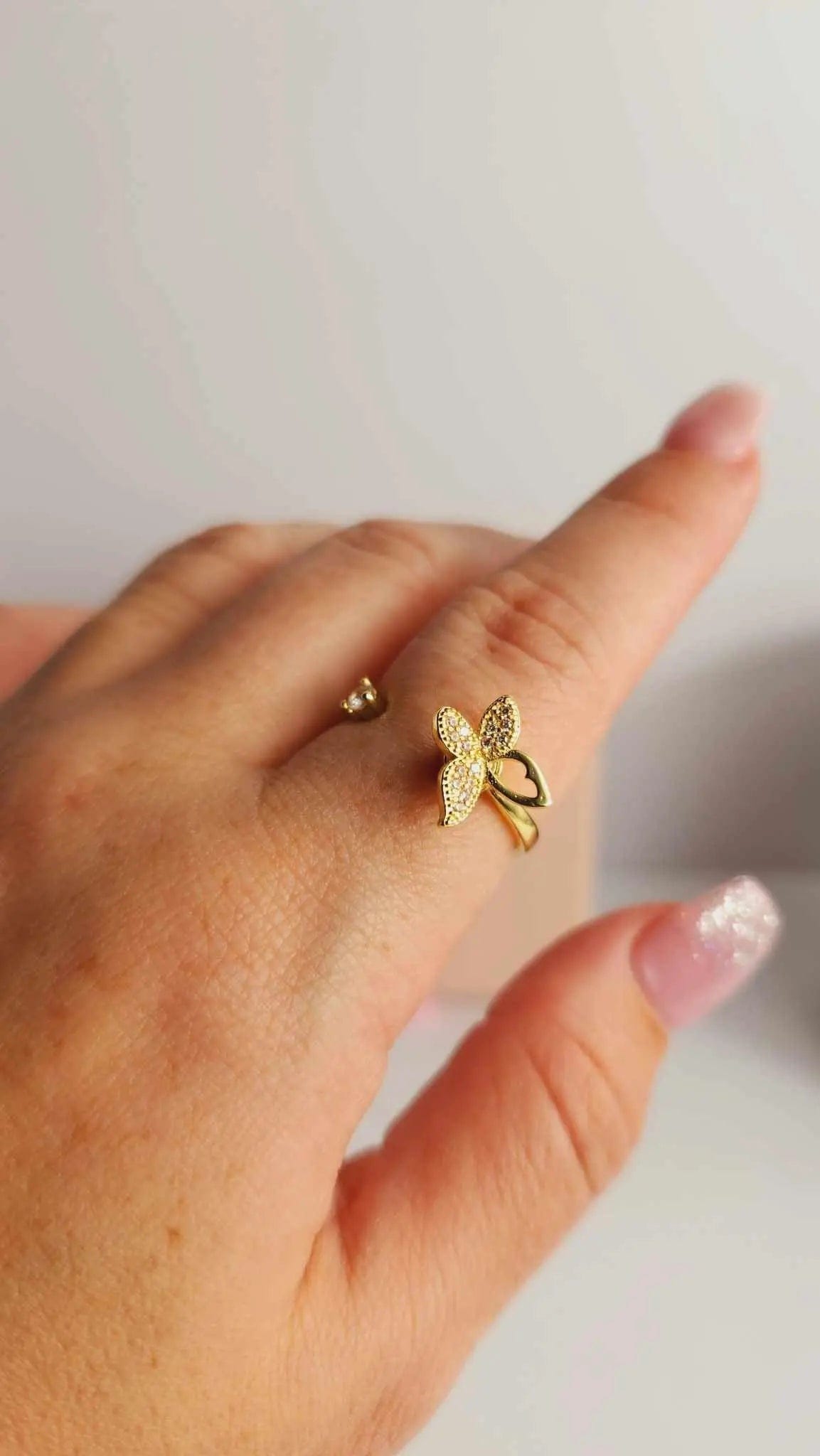 Mindful Rings Anxiety Ring Adjustable Size - One Size Fits All The Wellness Collection Mindful Rings - Gold Plated Iced Butterfly Fidget Spinner Ring