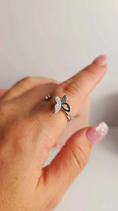 Mindful Rings Anxiety Ring Adjustable Size - One Size Fits All The Wellness Collection Mindful Rings - Iced Butterfly Fidget Spinner Ring