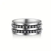 Mindful Rings Anxiety Ring Titanium Steel Rotating Ring Beads String Anxiety Mens Ring