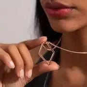 Mindful Rings Anxiety Necklace V Shape Necklace Geometric Pendant Necklaces Ring Holder Holding Special Necklace - Silver, Gold & Rose Gold