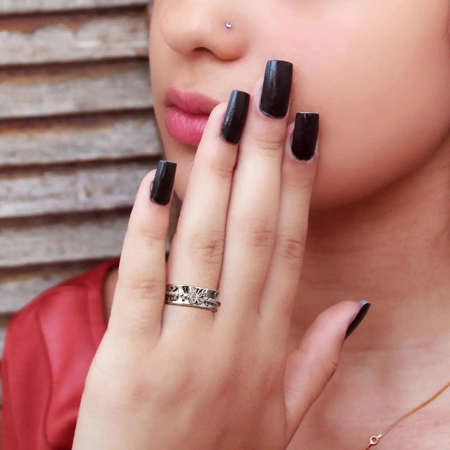 Mindful Rings Anxiety Necklace Vintage Silver Butterfly Spinner Ring  - Positive Affirmation Do what makes your soul shine