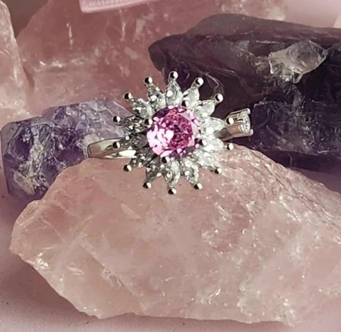 Pink Sun Flower Gratitude Fidget Spinner Ring - Mindful Rings