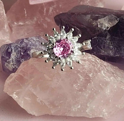 Pink Sun Flower Gratitude Fidget Spinner Ring - Mindful Rings