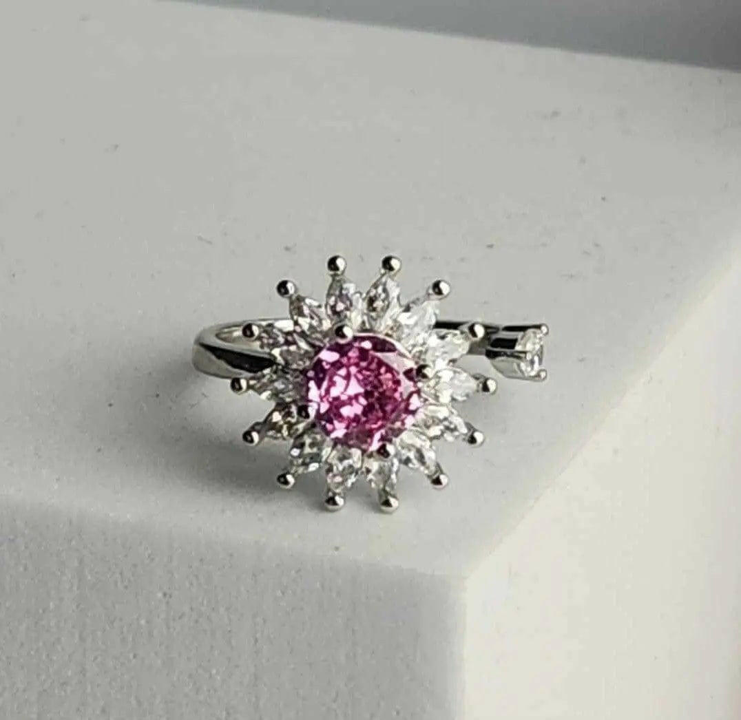 Pink Sun Flower Gratitude Fidget Spinner Ring - Mindful Rings
