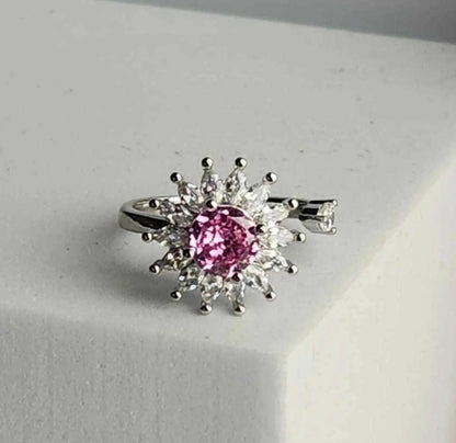 Pink Sun Flower Gratitude Fidget Spinner Ring - Mindful Rings