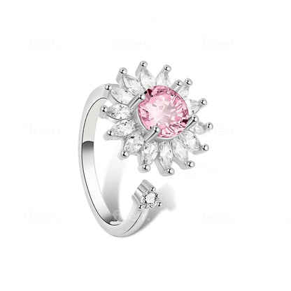 Pink Sun Flower Gratitude Fidget Spinner Ring - Mindful Rings