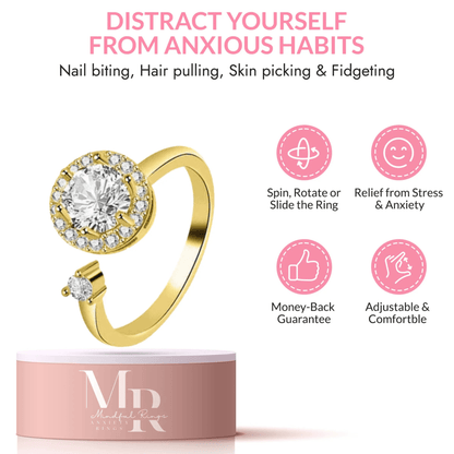 The Enlightened Collection Mindful Rings - Gold Plated Fidget Spinner Ring - Mindful Rings