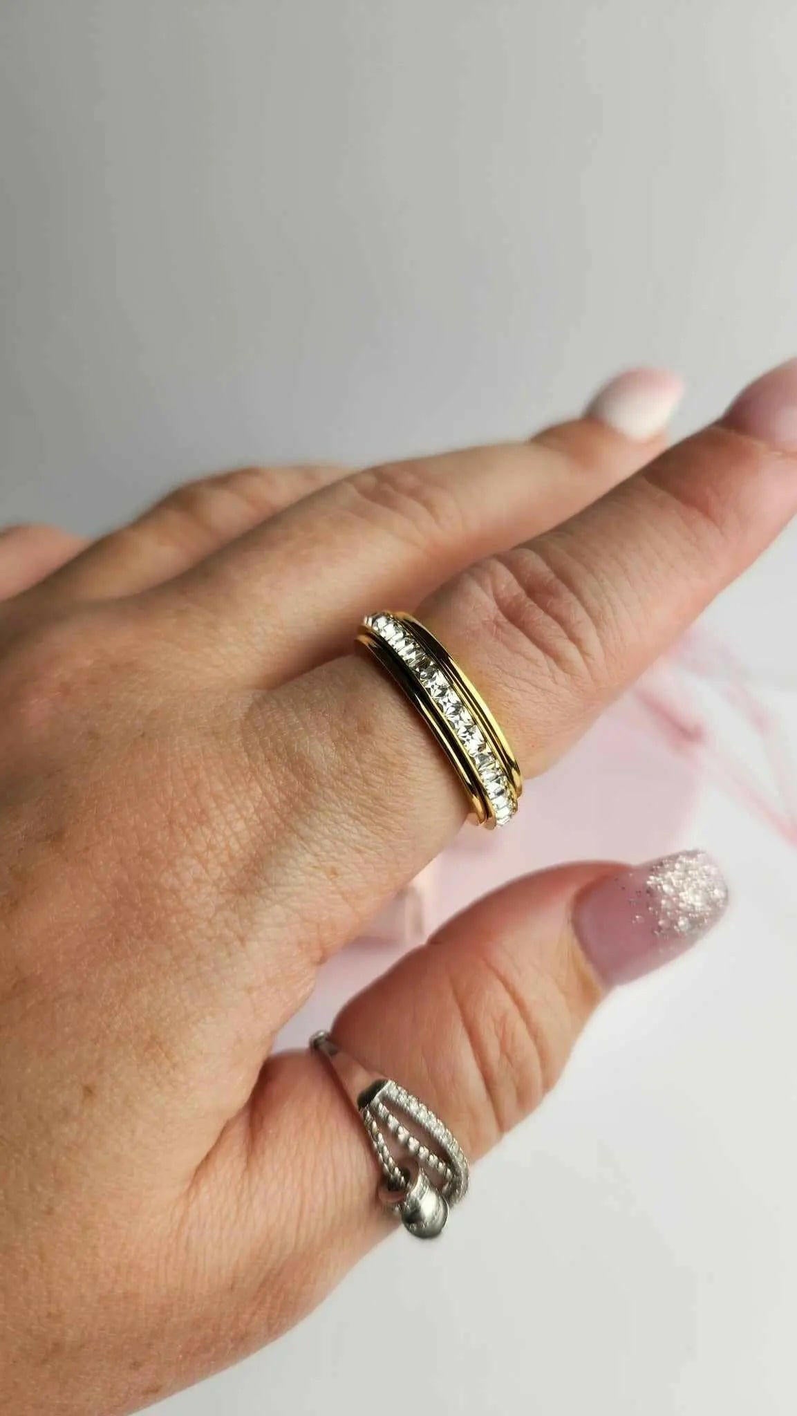 The Essence Collection Mindful Rings - Gold Plated Fidget Rotating Spinner Ring - Mindful Rings