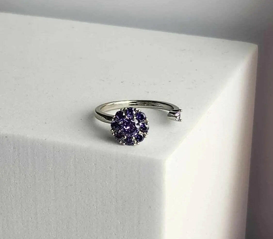 The Essential Collection Mindful Rings - Deep Purple Gemmed Fidget Spinner Ring - Mindful Rings