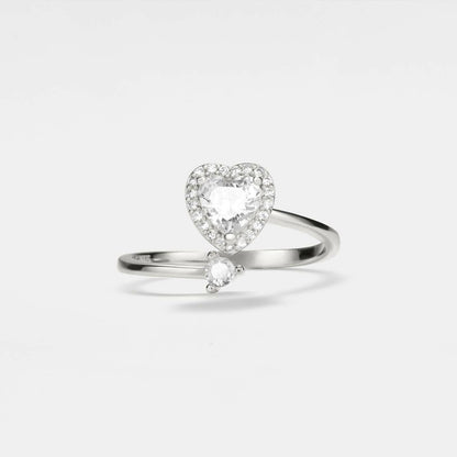 The Love - Centered Collection Mindful Rings - Clear Heart Gemmed Fidget Spinner Ring - Mindful Rings