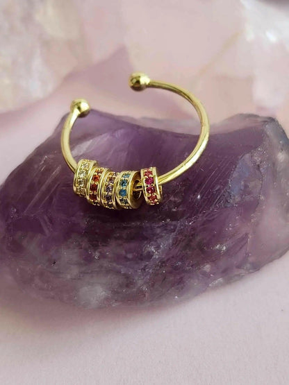 The Rainbow Embrace Collection - Gold Plated Fidget Spinner Ring - Mindful Rings